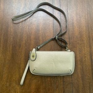 Joy Susan Mini Crossbody Wristlet Clutch Purse Travel Bag Zip Turn Lock Metallic
